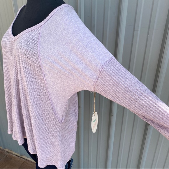 Purple Waffle Top Shirt Loose Fitting Boutique - Picture 2 of 4